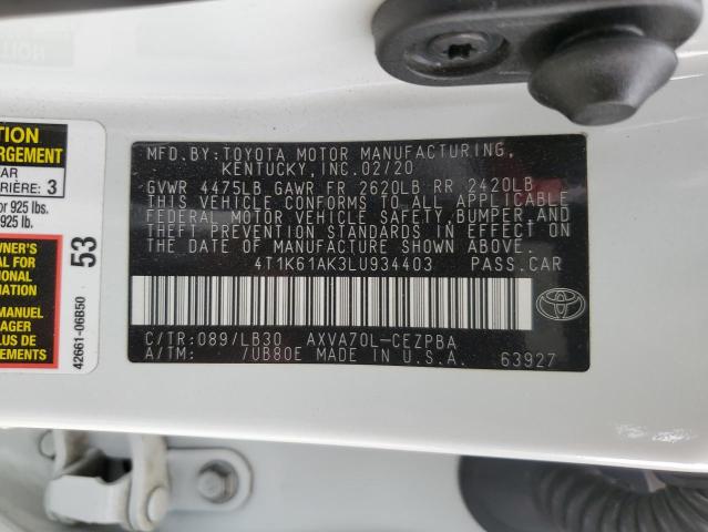 2020 TOYOTA CAMRY XSE - 4T1K61AK3LU934403