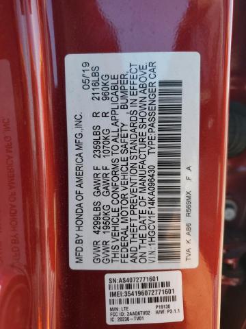 2019 HONDA ACCORD LX - 1HGCV1F14KA096430