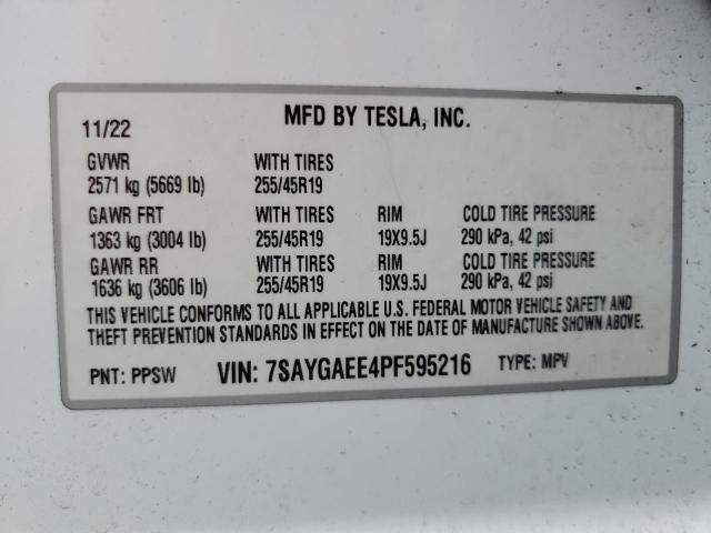 VIN 7SAYGAEE4PF595216 2023 Tesla MODEL Y no.13