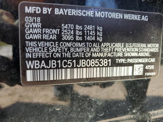 VIN WBAJB1C51JB085381 2018 BMW 5 Series, 530XE no.12