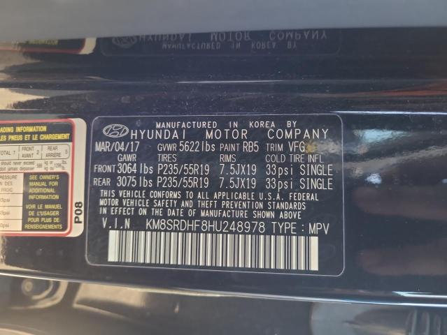 2017 HYUNDAI SANTA FE S - KM8SRDHF8HU248978
