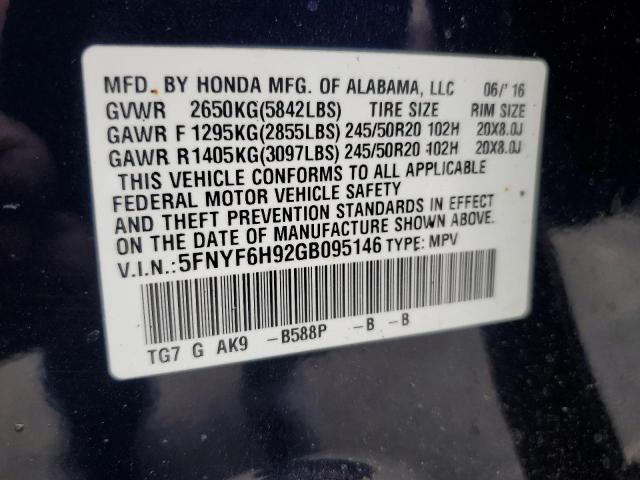 VIN 5FNYF6H92GB095146 2016 Honda Pilot, Touring no.13