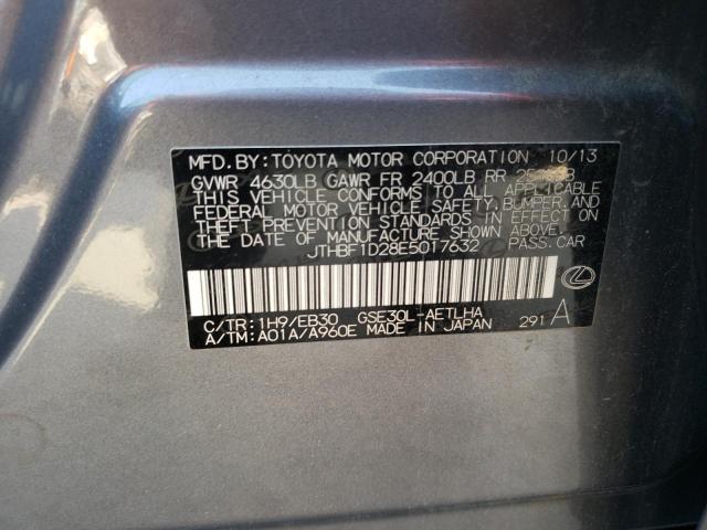 VIN JTHBF1D28E5017632 2014 Lexus IS, 250 no.12