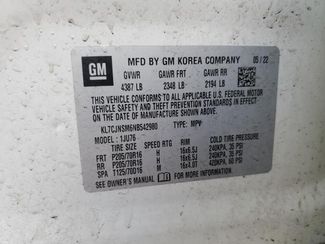 2022 CHEVROLET 150 EXP/CH KL7CJNSM6NB542980