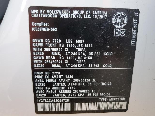 2018 VOLKSWAGEN ATLAS EXEC 1V2TR2CA8JC537281