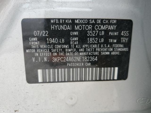 VIN 3KPC24A62NE182364 2022 Hyundai Accent, SE no.13