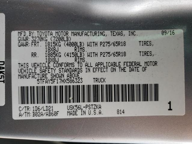 VIN 5TFAY5F17HX586323 2017 Toyota Tundra, Crewmax 1794 no.12