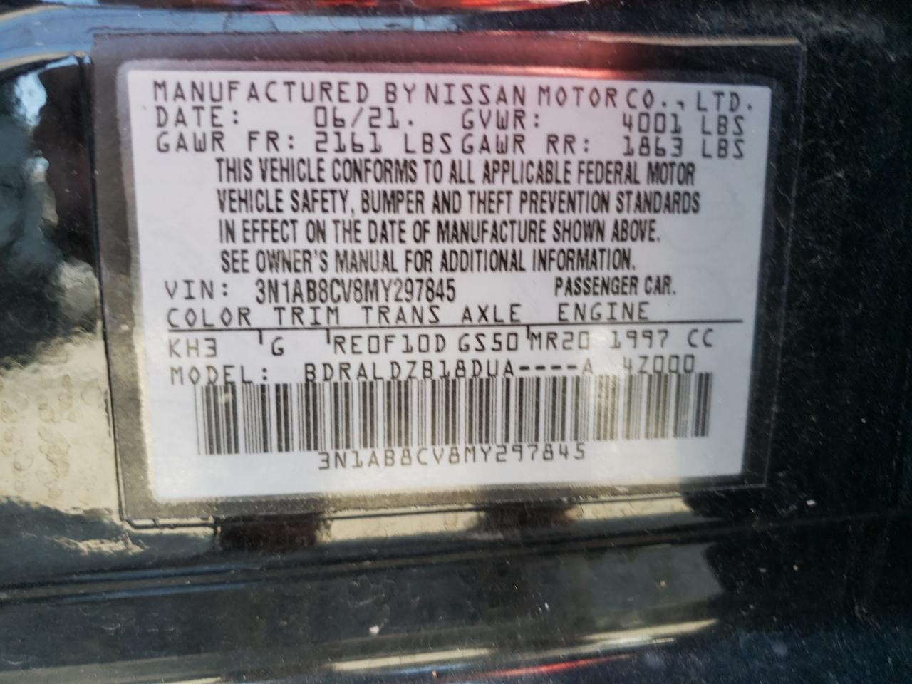 Lot #2893087746 2021 NISSAN SENTRA SV