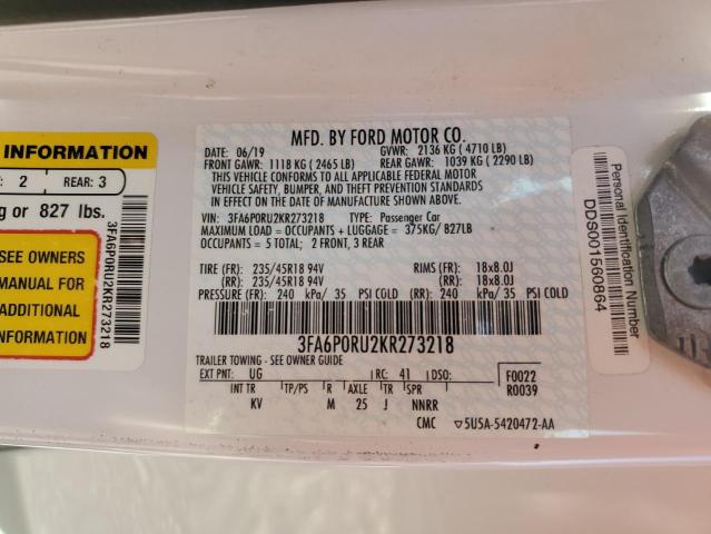 2019 FORD FUSION TIT - 3FA6P0RU2KR273218