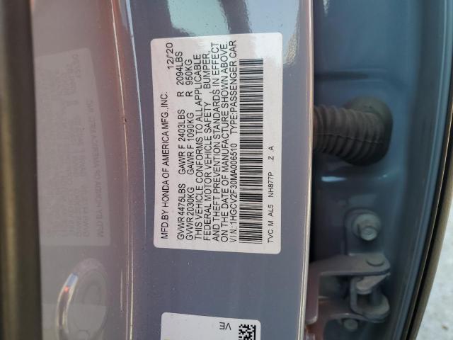 VIN 1HGCV2F30MA006510 2021 Honda Accord, Sport no.13