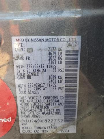 2017 NISSAN ROGUE SV - 5N1AT2MV9HC822752