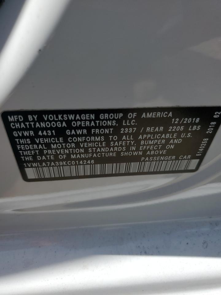 Lot #2920929179 2019 VOLKSWAGEN PASSAT WOL