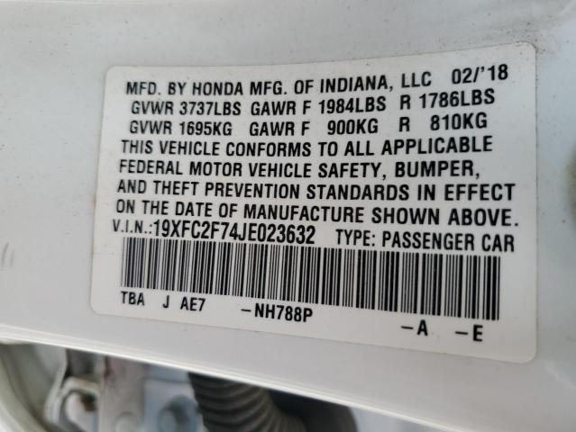 2018 HONDA CIVIC EX - 19XFC2F74JE023632