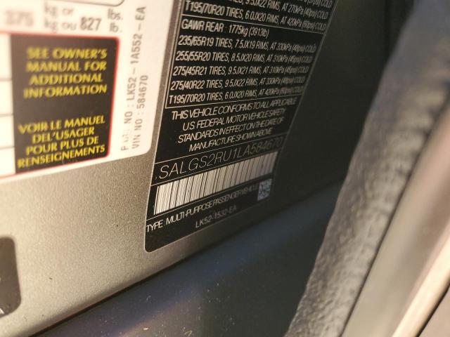 2020 LAND ROVER RANGE ROVE - SALGS2RU1LA584670