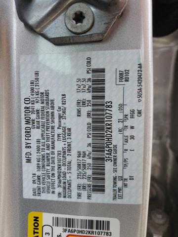 VIN 3FA6P0HD2KR107783 2019 Ford Fusion, SE no.12