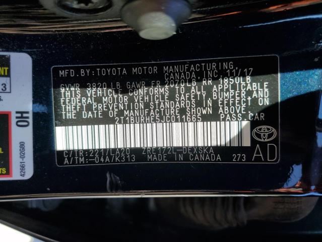 VIN 2T1BURHE5JC011665 2018 Toyota Corolla, L no.12