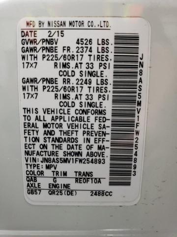 2015 NISSAN ROGUE SELE - JN8AS5MV1FW254893
