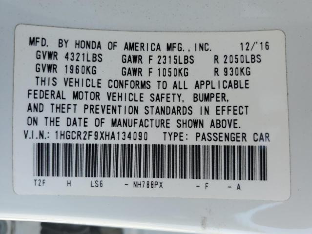 2017 HONDA ACCORD EXL - 1HGCR2F9XHA134090