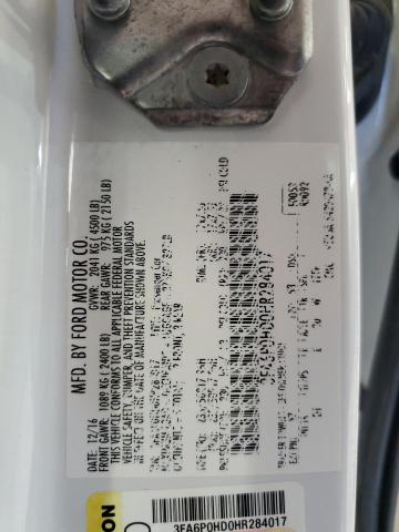 2017 FORD FUSION SE - 3FA6P0HD0HR284017