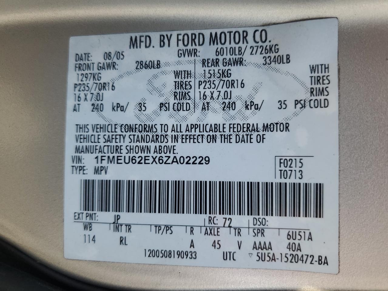 Lot #3024677572 2006 FORD EXPLORER X