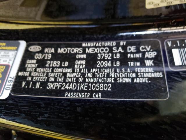 VIN 3KPF24AD1KE105802 2019 KIA Forte, FE no.12