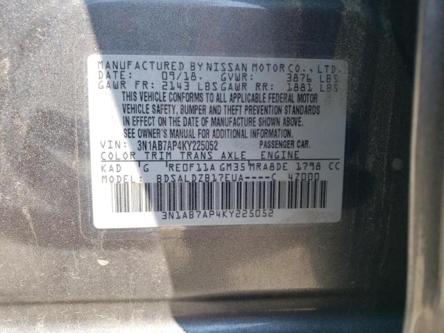 2019 NISSAN SENTRA S - 3N1AB7AP4KY225052