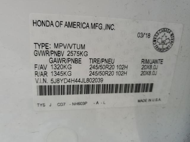 2018 ACURA MDX NAVI 5J8YD4H44JL802039