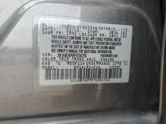 VIN 3N1AB7AP9FY234755 2015 Nissan Sentra, S no.12