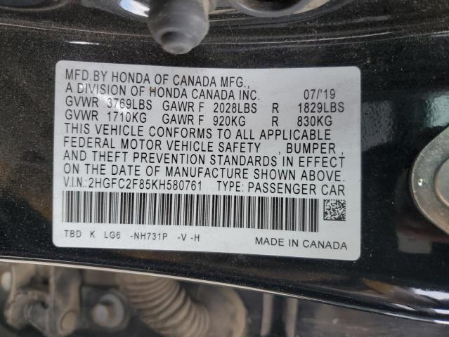2019 HONDA CIVIC SPOR - 2HGFC2F85KH580761