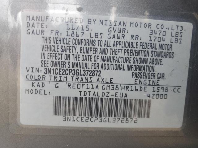 2016 NISSAN VERSA NOTE - 3N1CE2CP3GL372872