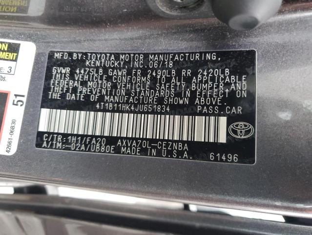 2018 TOYOTA CAMRY L - 4T1B11HK4JU651834