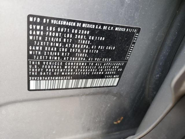 2019 VOLKSWAGEN TIGUAN SE - 3VV2B7AX3KM082251