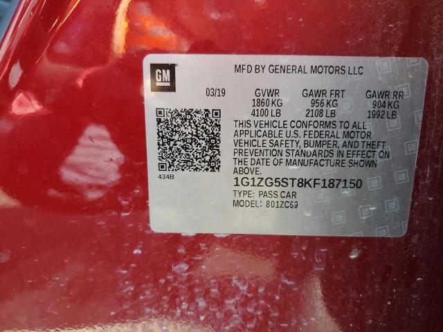 2019 CHEVROLET MALIBU RS - 1G1ZG5ST8KF187150