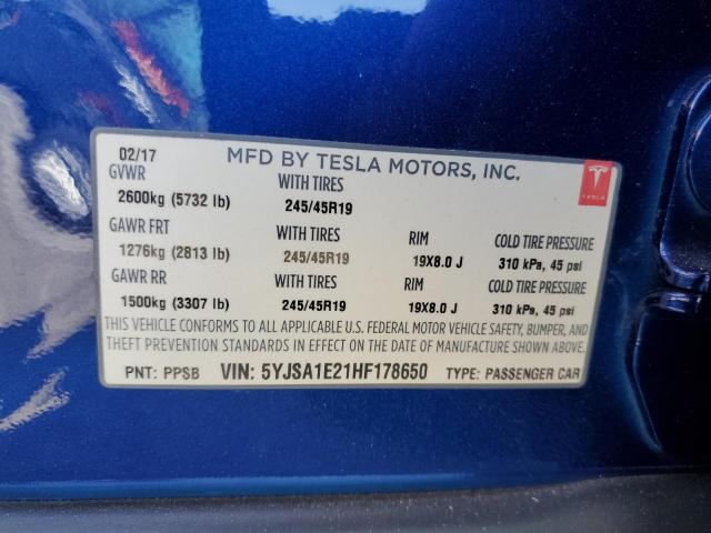 VIN 5YJSA1E21HF178650 2017 Tesla MODEL S no.13