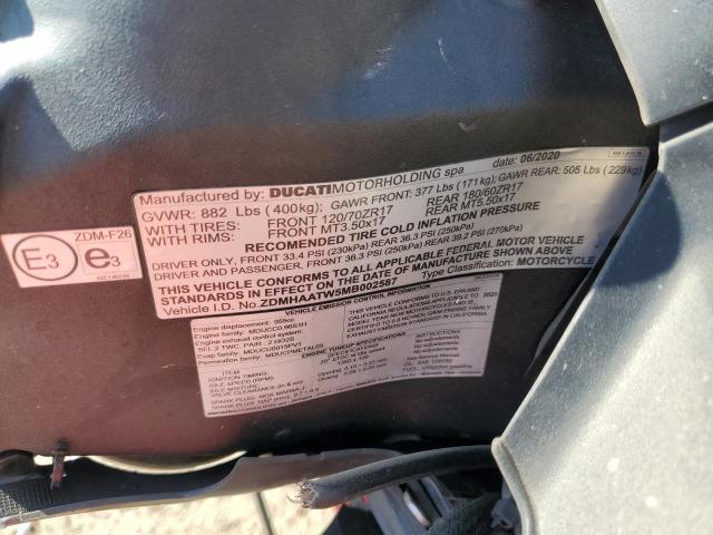 2021 DUCATI PANIGALE V ZDMHAATW5MB002587