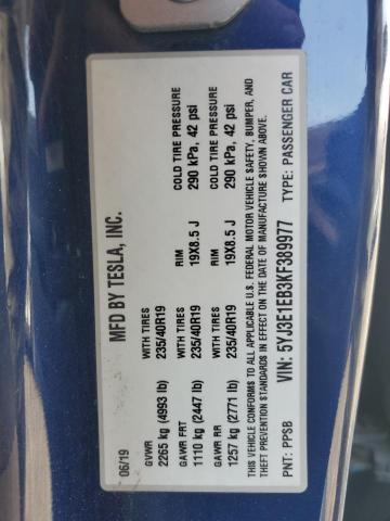 2019 TESLA MODEL 3 - 5YJ3E1EB3KF389977