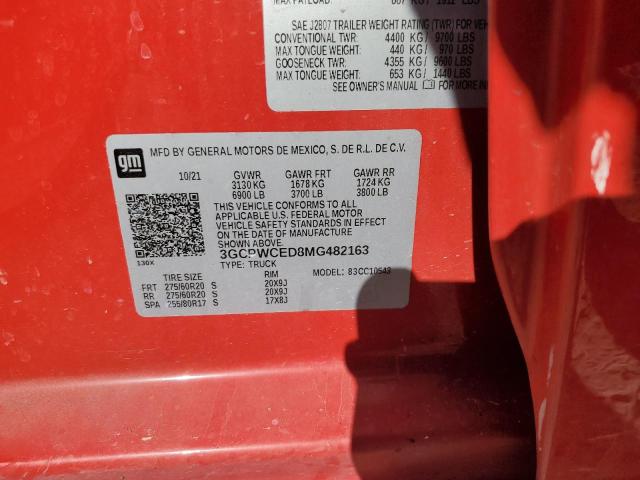 2021 CHEVROLET SILVERADO - 3GCPWCED8MG482163