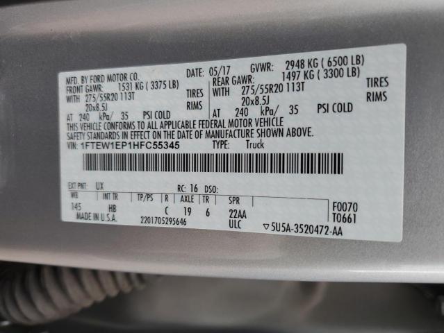 2017 FORD F150 SUPER - 1FTEW1EP1HFC55345