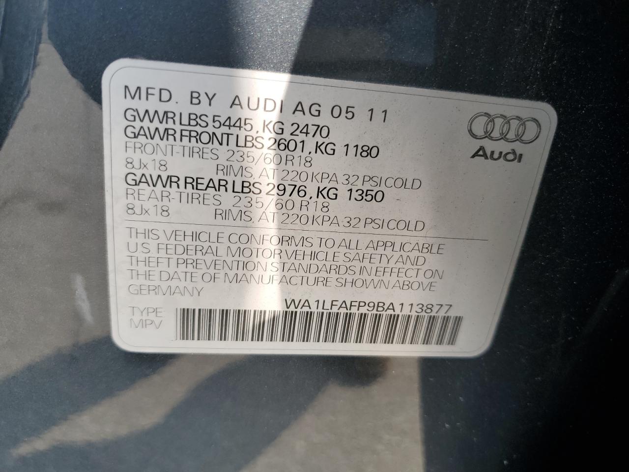 Lot #3006621613 2011 AUDI Q5 PREMIUM