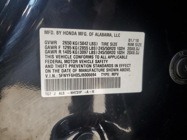 2018 HONDA PILOT ELIT - 5FNYF6H05JB006694