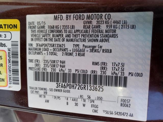 VIN 3FA6P0H72GR133625 2016 Ford Fusion, SE no.12