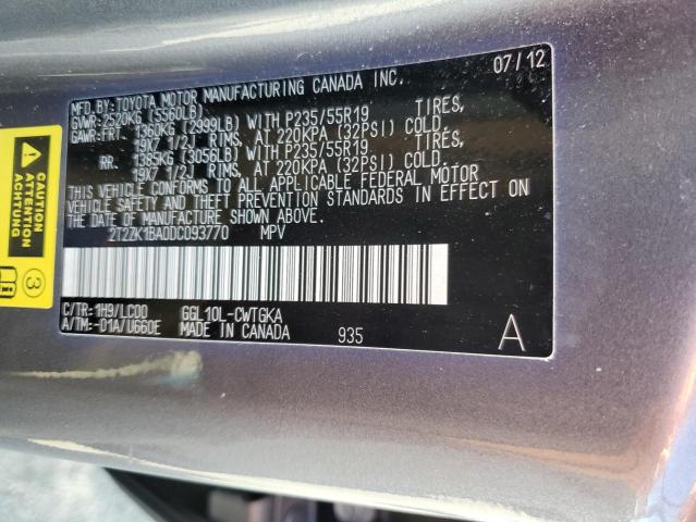 VIN 2T2ZK1BA0DC093770 2013 LEXUS RX350 no.13