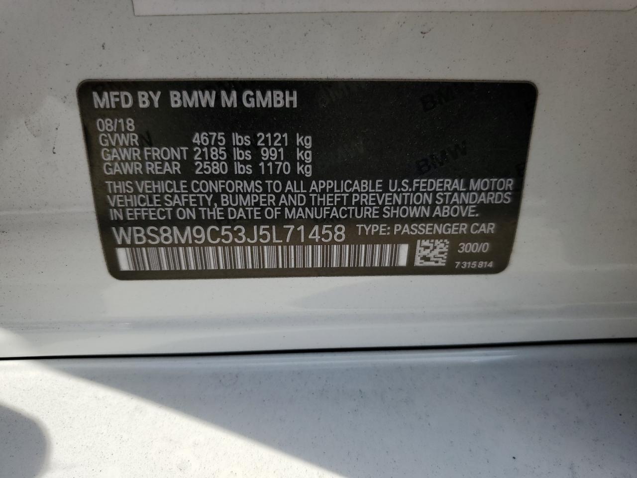 Lot #2895836711 2018 BMW M3