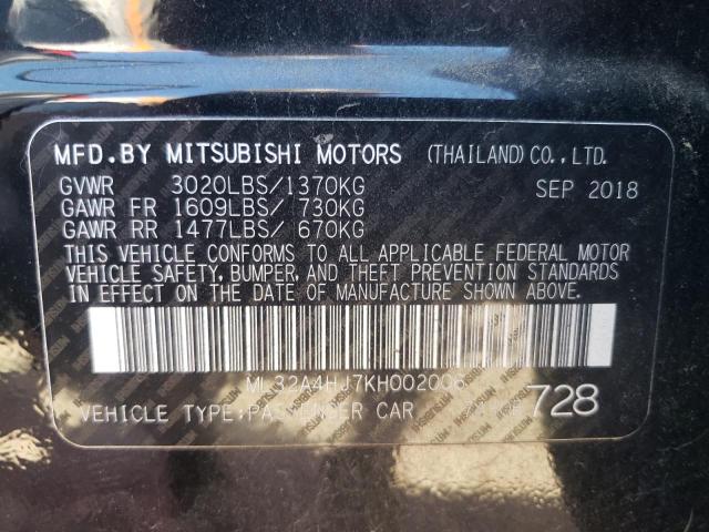 2019 MITSUBISHI MIRAGE SE - ML32A4HJ7KH002006