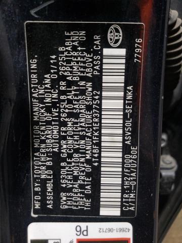 VIN 4T4BF1FK1ER377542 2014 Toyota Camry, L no.12