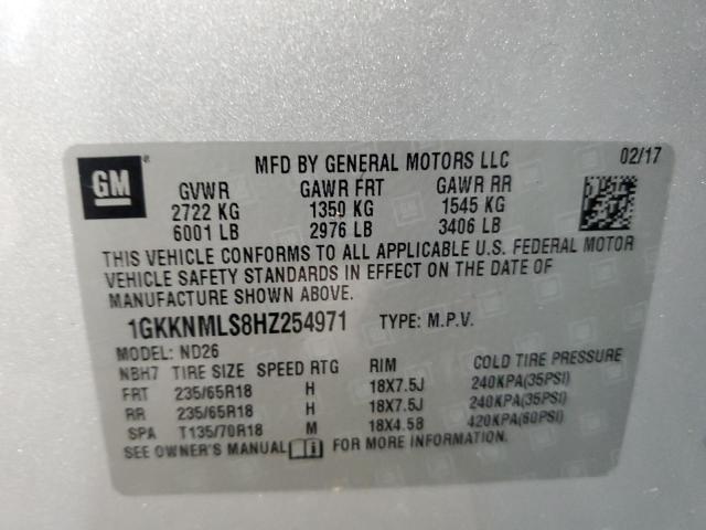 VIN 1GKKNMLS8HZ254971 2017 GMC Acadia, Slt-1 no.13