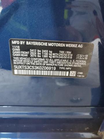 VIN 5UXTS3C53K0Z06919 2019 BMW X3, Xdrivem40I no.12