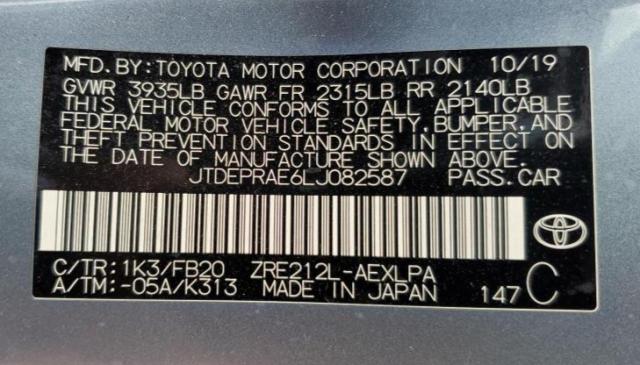 2020 TOYOTA COROLLA LE - JTDEPRAE6LJ082587