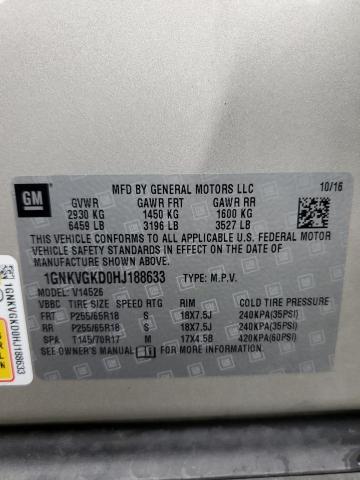 2017 CHEVROLET TRAVERSE L - 1GNKVGKD0HJ188633