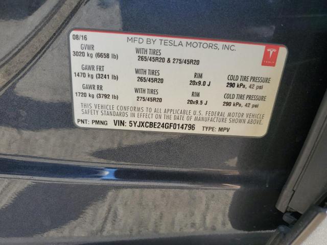 2016 TESLA MODEL X - 5YJXCBE24GF014796